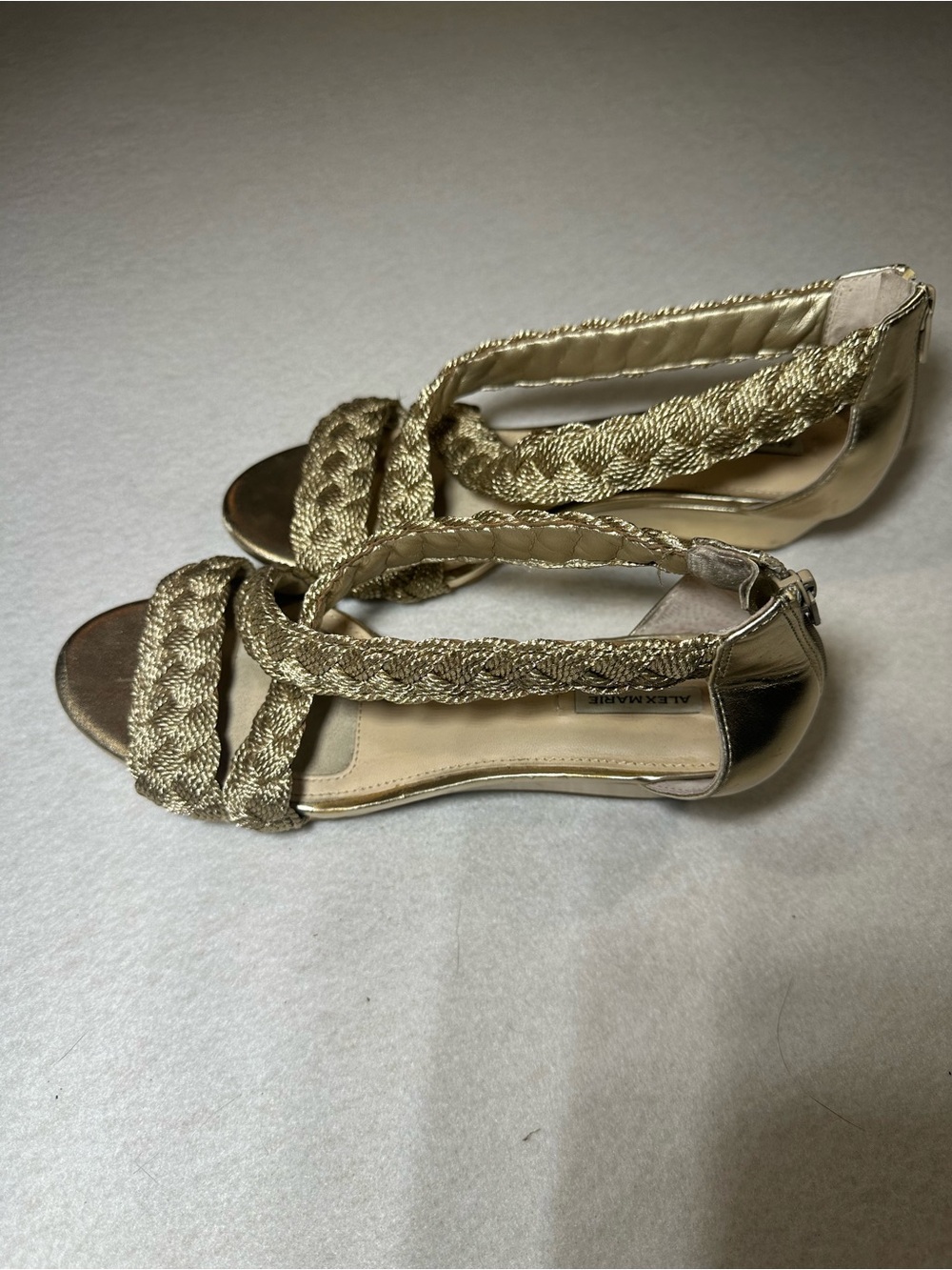 Alex Marie Metallic Gold Braided Strap Sandals